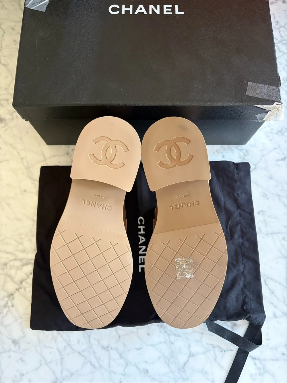 CHANEL CALFSKIN LEATHER PLATFORM LOAFERS